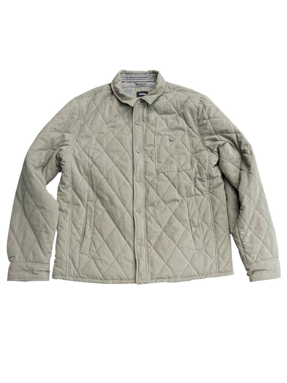 Hudson Jeans Sage Green Cotton Blend Quilted Button-Up Jacket (L)